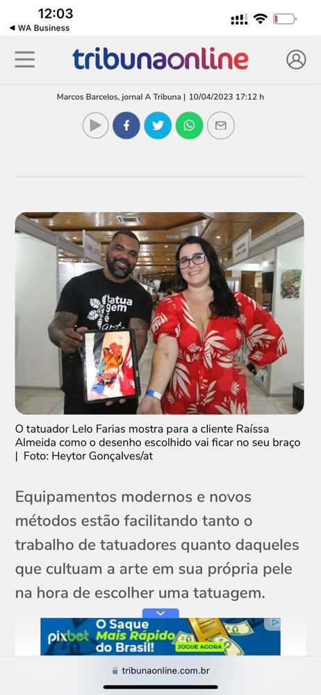 Reportagem da Tribuna Online com o tatuador Lelo Farias